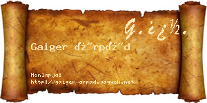 Gaiger Árpád névjegykártya